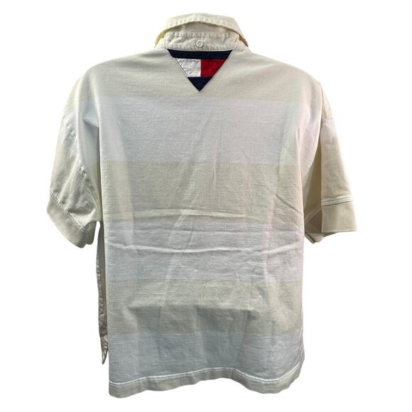 Tommy Hilfiger White and beige Short Sleeve Polo Shirt Size Large - Picture 2 of 12